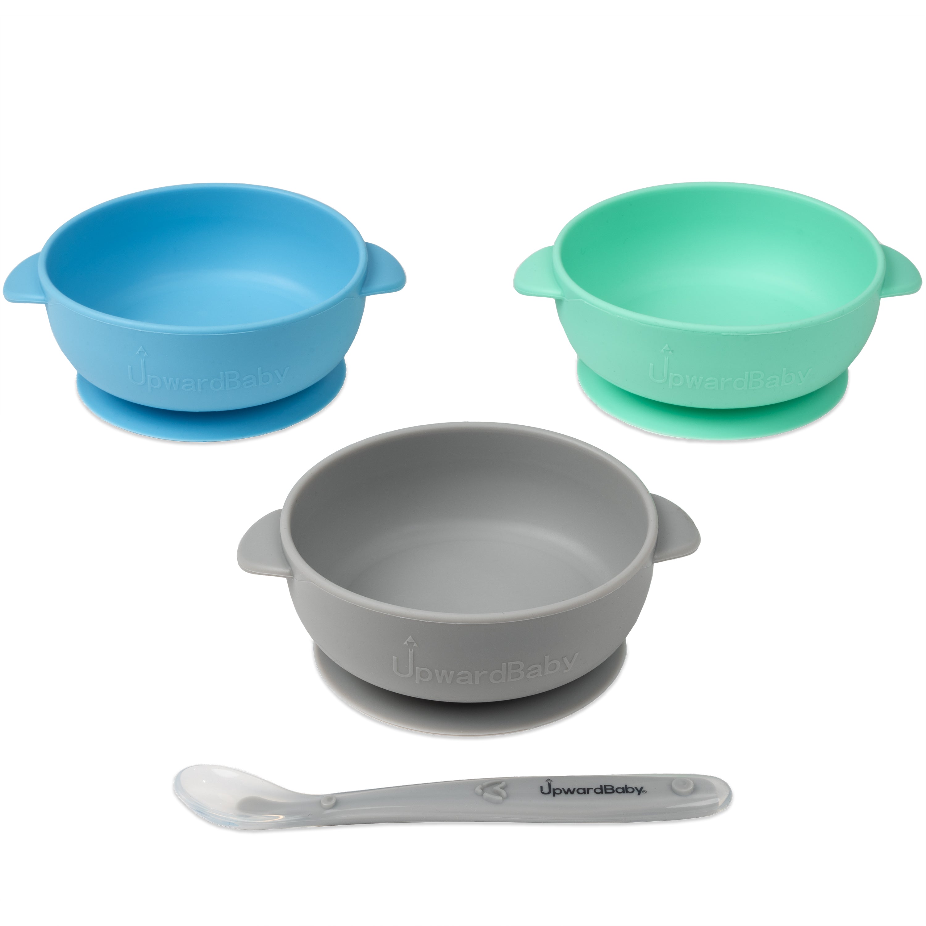 Baby Bowls with Suction - 4 Piece Silicone Set with Spoon for
