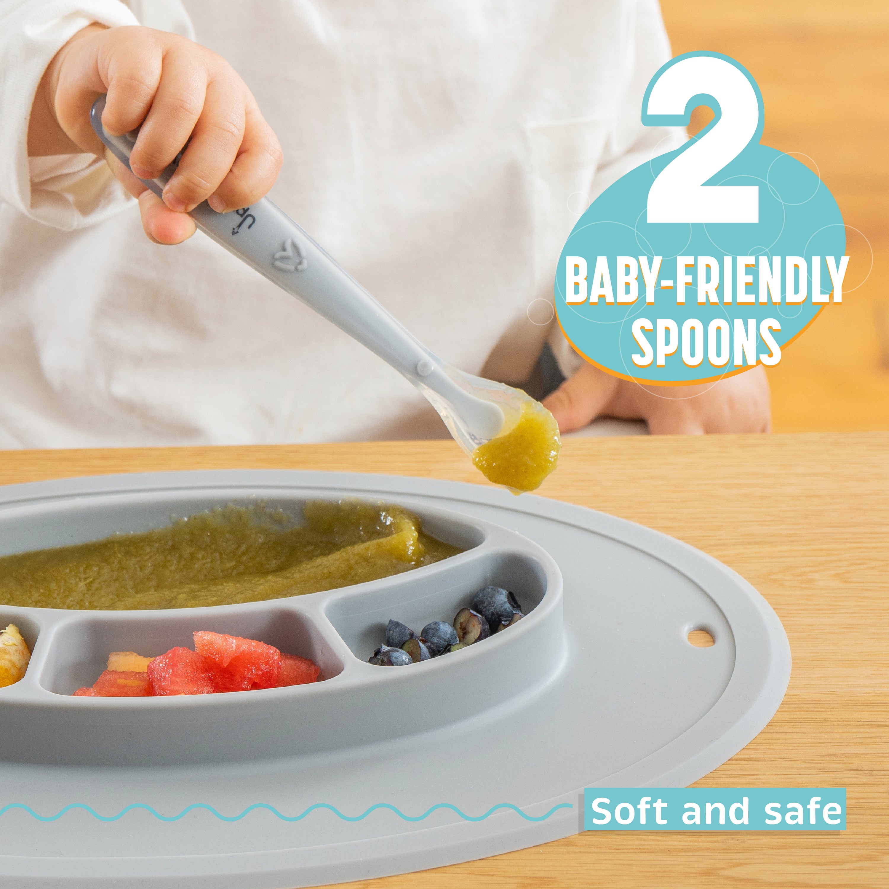 Upward Baby Bib Spoon Bowl Placemat 6-12 Months 8Pc Set Multi