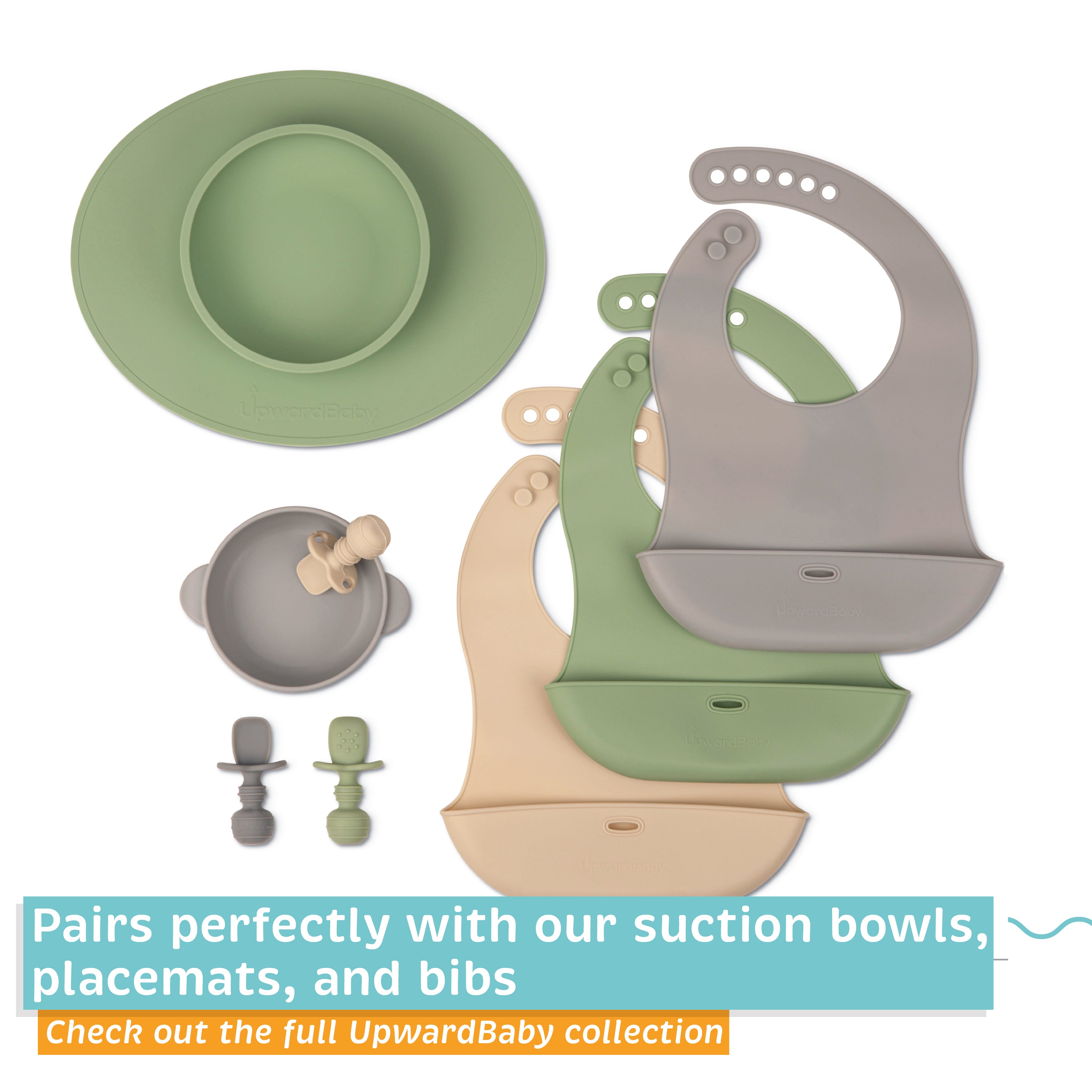 Upward Baby Bib Spoon Bowl Placemat 6-12 Months 8pc Set Multi : Target